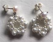 BUTTONS+ROSACE SILVER STUDS EARRINGS