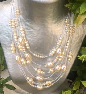 CRISTAL&BOHEMIA PEARLS 5 STRANDS NECKLACE
