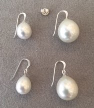 DORMEUSES ITALIENNES ARGENT fixes POIRES 07X10mm POUDRE DE PERLES