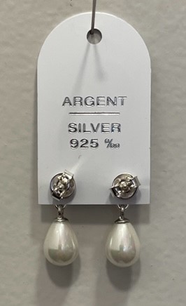 PUCES ARGENT 925°% BOUTONS PERLES EAU DOUCE NAT 06mm + POIRES POUDRE de PERLES 07x10mm  PPL BO/1027+07X10