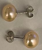 PUCES ARGENT BOUTONS 3/4 de 10mm PERLES EAU DOUCE ROSE PECHE