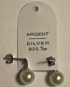 PUCES COQUILLES ARGENT STRASS 10CN1 +PERLES IRISEES 08mm
