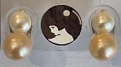 CLIPS DOUBLES ARGENT BI PERLES EAU DOUCE BOUTONS 08mmBLANC&10mmROSE 
