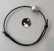 BRACELET ajustable CORDON POLYAMIDE NOIR +1 PERLE de BOHEME qualité STH 10mm - 