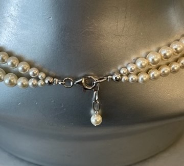 COLLIER 2 RANGS PERLES SW 05 et 06mm BLANC ou CREME 