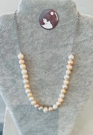 COLLIER PERLES EAU DOUCE MULTI COLOR 08/09mm 24cm NDS + CHAINE ARGT 20cm