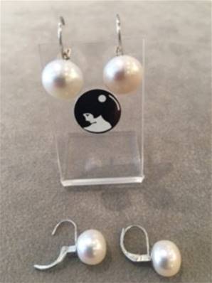 Boucles D'oreilles Perles D'eau Douce Blanches 10mm - Monture Argent 925 - Style Goujon (stud)