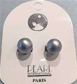 CLIPS ARGENT PERLES IRISEES BOULES BAROQUES 10mm GRIS BLEUTE