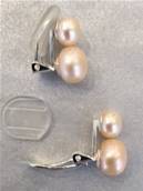 CLIPS DOUBLES AG BI PERLES EAU DOUCE BOUTONS 08&10mm ROSE-PECHE