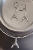 COLLIER+BOUCLES TOUR EIFFEL PERLES et CRISTAL