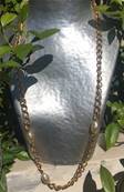 COLLIER CHAINE PLAQUE OR 85cm +3 PERLES de BOHEME BAROQUE