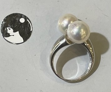 BAGUE ARGENT 925°% TOI et MOI PERLES de BOHEME qualité STH
