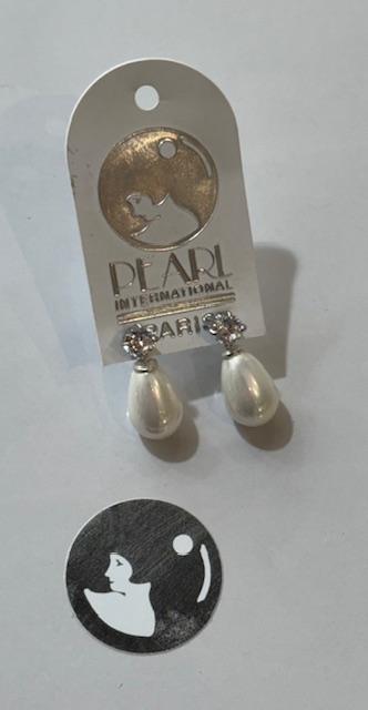 PUCES ARGENT RHODIE ZIRCONS 04mm + POIRES 07x10mm PPL