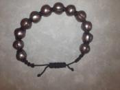 BRACELET CORDON POLYAMIDE NOIR +12 PERLES IRISEES BAROQUES 12mm couleur TAHITI