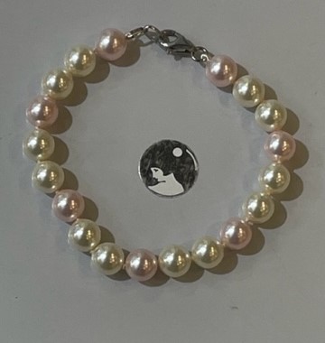 BRACELET 18cm PERLES BOHEME STH 08mm 2 CREME+1 ROSE.FERMOIR A