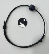 BRACELET ajustable CORDON POLYAMIDE NOIR +1 PERLE de BOHEME qualité STH 10mm - 