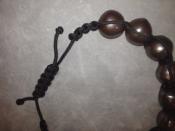 BRACELET CORDON POLYAMIDE NOIR +12 PERLES IRISEES BAROQUES 12mm couleur TAHITI