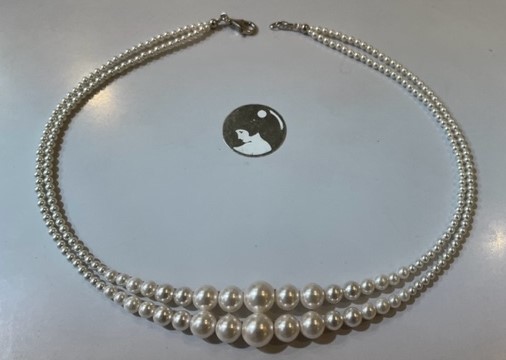 COLLIER 2 RANGS en DEGRADE CHUTE de 10 à 03mm PERLES de BOHEME de QUALITE STH. FERMOIR ARGENT 925°%