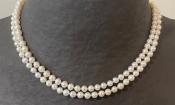 COLLIER 80cm PERLES EAU DOUCE 05/0,6mm avec noeuds FERMOIR ARGENT 