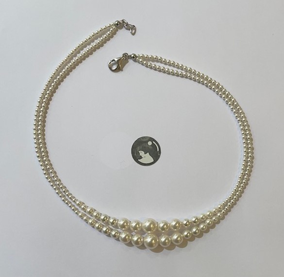 COLLIER 2 RANGS 45cm en DEGRADE 2 CHUTES de PERLES de BOHEME de qualité STH de 10m à 03mm Fermoir en ARGENT 925°%