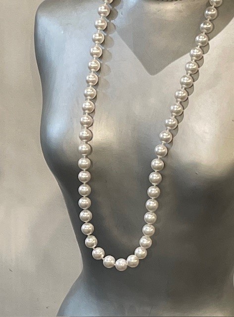 COLLIER 90cm SAUTOIR PERLES de BOHEME de qualité STH 14 et 02mm Fermoir ARGENT RHODIE 