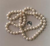 COLLIER 65cm PERLES EAU DOUCE 07/08mm avec Noeuds SANS FERMOIR 