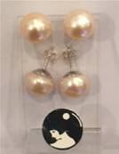 PUCES ARGENT BOUTONS 3/4 de 11mm PERLES EAU DOUCE ROSE PECHE