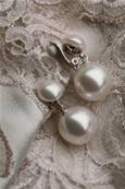 CLIPS ARGENT PERLES IRISEES BOUTONS 12mm+BOULES 14mm                   BLANC