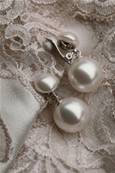 CLIPS ARGENT PERLES IRISEES BOUTONS 10mm+BOULES 14mm                   BLANC