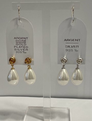 PUCES ARGENT 925°% BOUTONS PERLES EAU DOUCE NAT 07mm + POIRES POUDRE DE PERLES 10x14mm PPL - BO/1027+1014