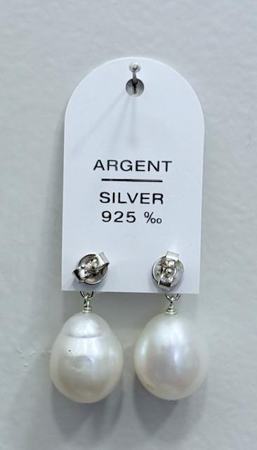 PUCES ARGENT BOUTONS 06mm+POIRES 10x14mm P EAU DOUCE 3 ***