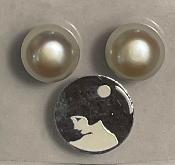 PUCES ARGENT BOUTONS 3/4 de 11mm PERLES EAU DOUCE BLANC