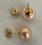 PUCES ARGENT DORE BOUTONS 3/4 de 11mm ROSE PECHE