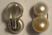 CLIPS DOUBLES ARGENT BI COLOR PERLES EAU DOUCE BOUTONS BI 11mm BLANC & 12mm ROSE PECHE