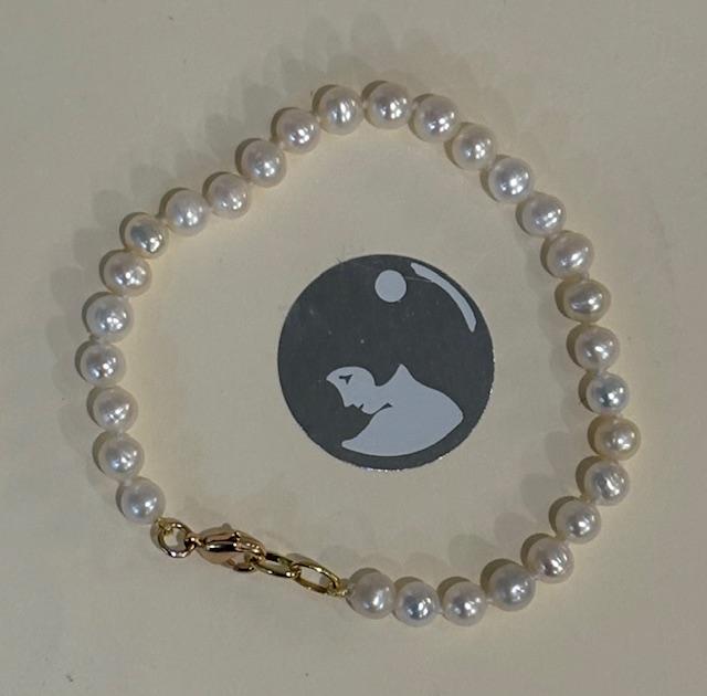 BRACELET PERLES EAU DOUCE 05mm 17cm ENFILAGE avec des NOEUDS FERMOIR ARGENT DORE