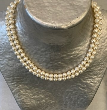 Collier Perles Verre Noué Argent Massif Vintage #K25 - Occasion