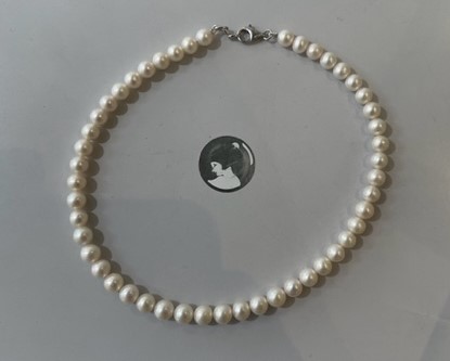 COLLIER 38cm PERLES EAU DOUCE 7,5/8mm, Enfilage simple, Fermoir ARGENT RHODIE