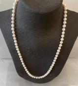 COLLIER 65cm PERLES EAU DOUCE 07/08mm avec Noeuds SANS FERMOIR 