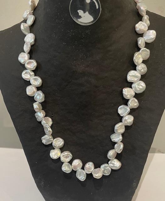 PARURE COLLIER + BRACELET + BOUCLES d'OREILLES en PERLES d'EAU DOUCE KESHIS BLANCHES