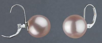 DORMEUSES CATALANES ARGENT PERLES IRISEES BOULES 12mm ROSE