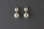 PUCES ARGENT 925°% + PERLES EAU DOUCE NAT BOUTONS 08mm + BOULES PERLES IRISEES 10mm BLANC BO/1028+10