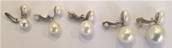 CLIPS ARGENT PERLES IRISEES BOUTONS 12mm+BOULES 16mm 