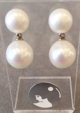 PUCES ARGENT 925°% + PERLES EAU DOUCE NAT BOUTONS 08mm + BOULES PERLES de BOHEME de qualité STH 10mm BLANC BO/1028+10