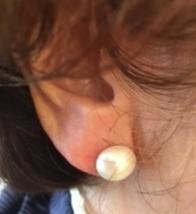 PUCES ARGENT PERLES IRISEES BOUTONS 12mm BLANC