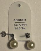 PUCES COQUILLES ARGENT STRASS 10CN1+PERLES IRISEES 10mm