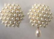 CLIPS PLAQUE OR RESILLE de PERLES UREA BLANCHES O4mm + POIRES P2 PERLES EAU DOUCE