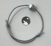 BRACELET ajustable CORDON POLYAMIDE NOIR +1 PERLE de BOHEME qualité STH 10mm - 