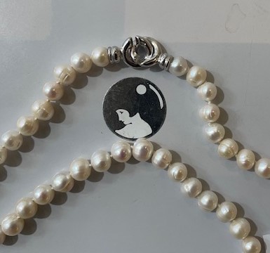 COLLIER PERLES EAU DOUCE 07/08mm 90cm NDS FERMOIR TOI et MOI ARGENT RHODIEARGENT