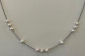 COLLIER 62cm CHAINE ARGENT+11 PERLES EAU DOUCE 08:09mm