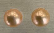 PUCES ARGENT DORE PERLES EAU DOUCE BOUTONS 3/4 de 11mm ROSE PECHE